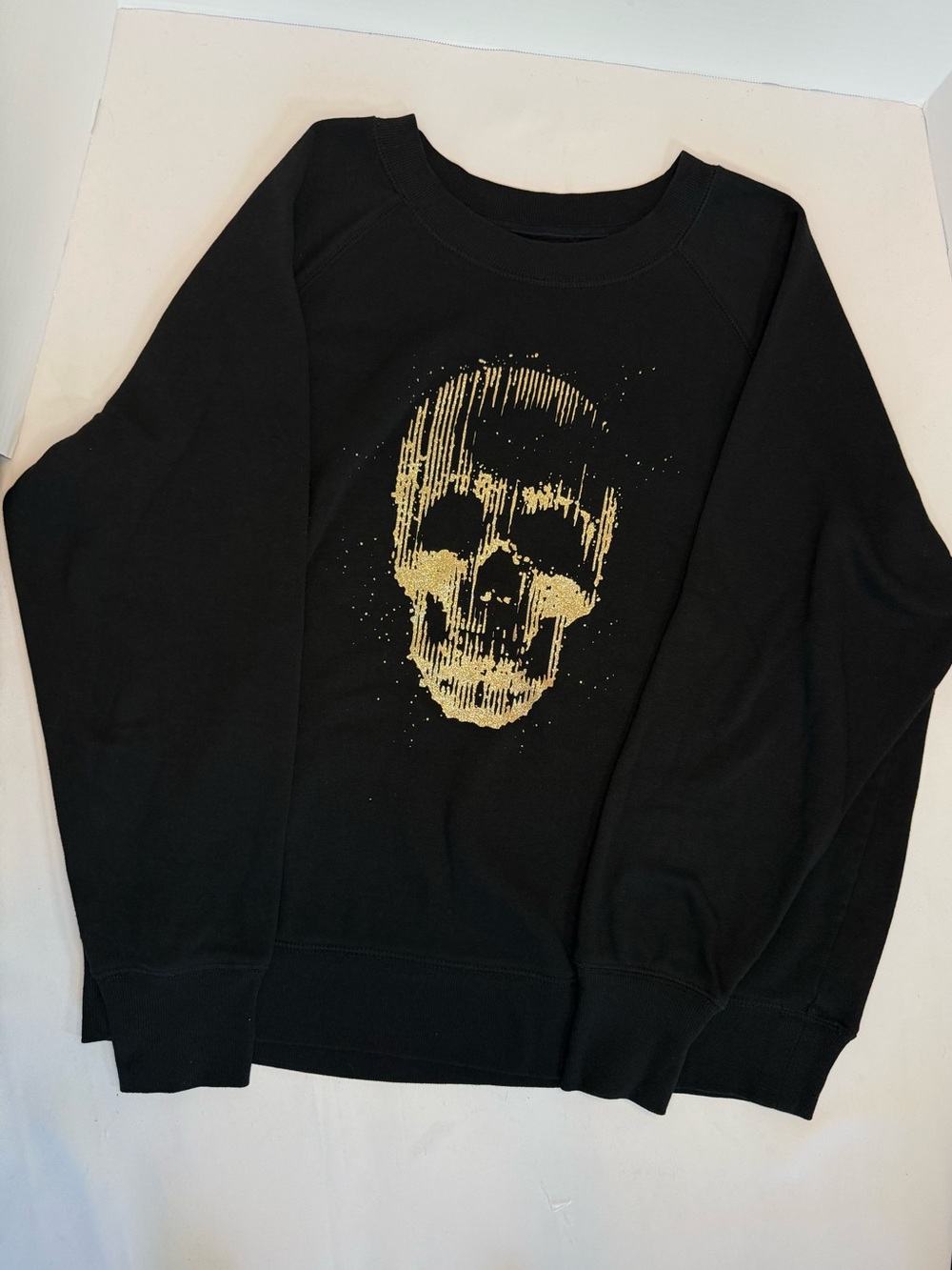 Maurices Black Crewneck Sweatshirt with Gold Skull Graphic